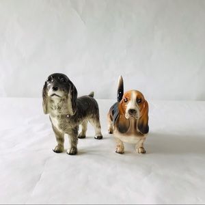 VINTAGE | Beagle and German Hound Dog Figures Painted Ceramic